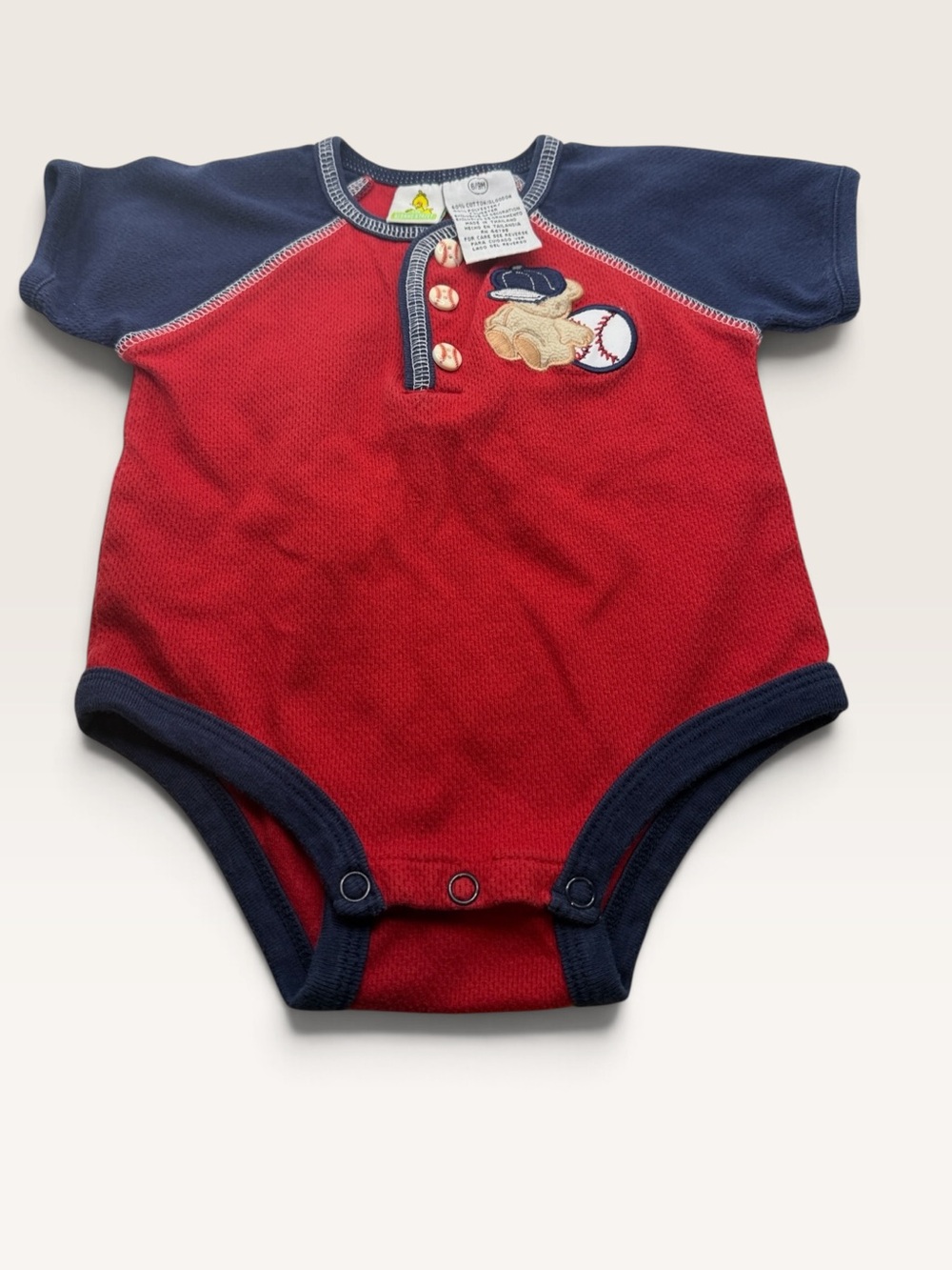 Sesame Street Red & Navy Baseball Onesie Vintage Y2K or 90's Size 6-9 Months